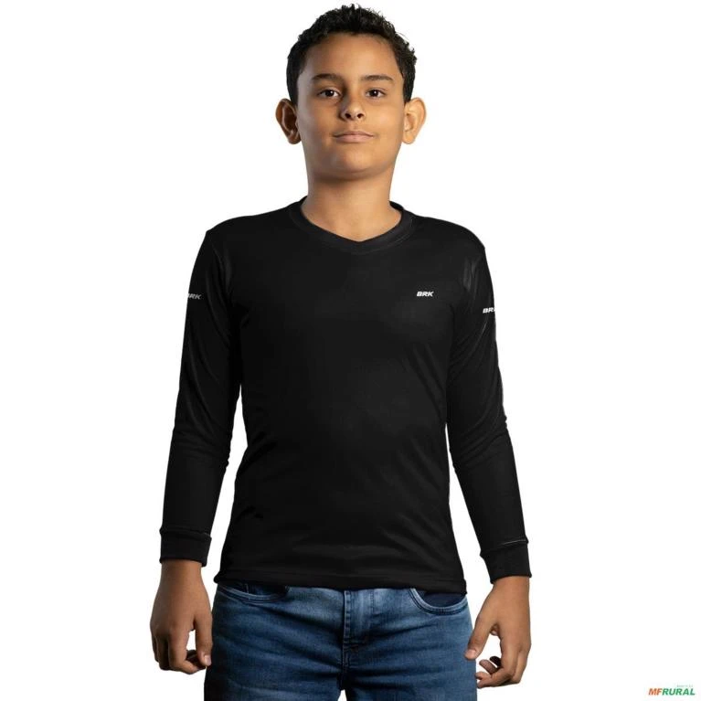 Camisa Casual BRK Unissex Basic Preta com UV50 + -  Gênero: Infantil Tamanho: Infantil P