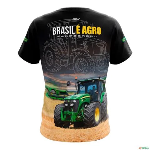 Camiseta Agro BRK Preta Brasil é Agro com UV50 + -  Gênero: Feminino Tamanho: Baby Look XG