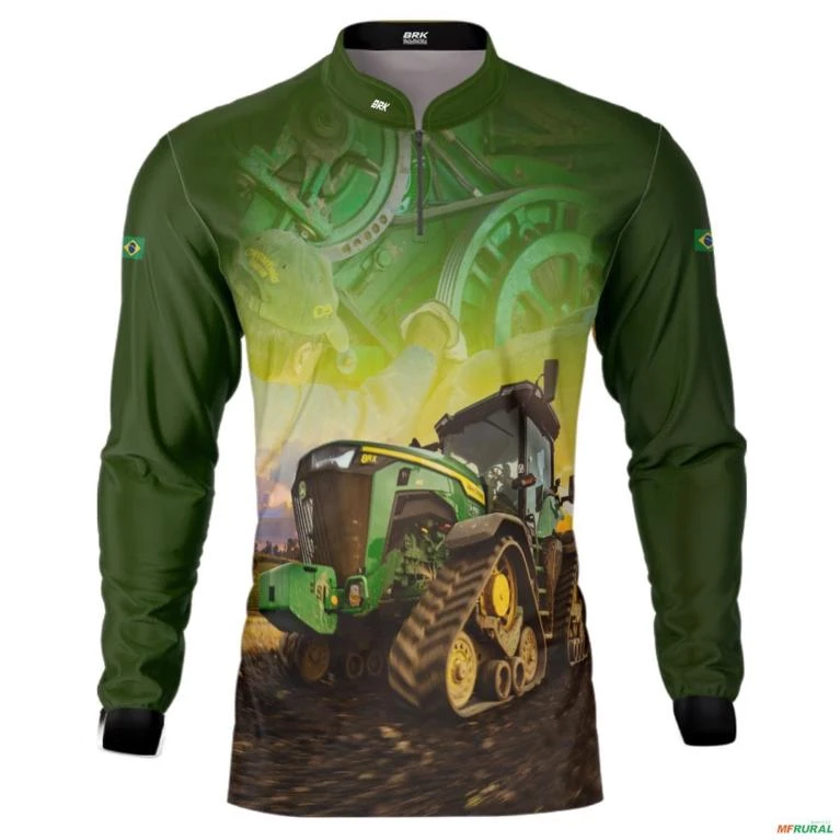Camisa Agro BRK Trator Agrícola Verde com UV50 + -  Gênero: Infantil Tamanho: Infantil P