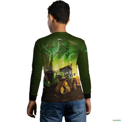 Camisa Agro BRK Trator Agrícola Verde com UV50 + -  Gênero: Infantil Tamanho: Infantil XG