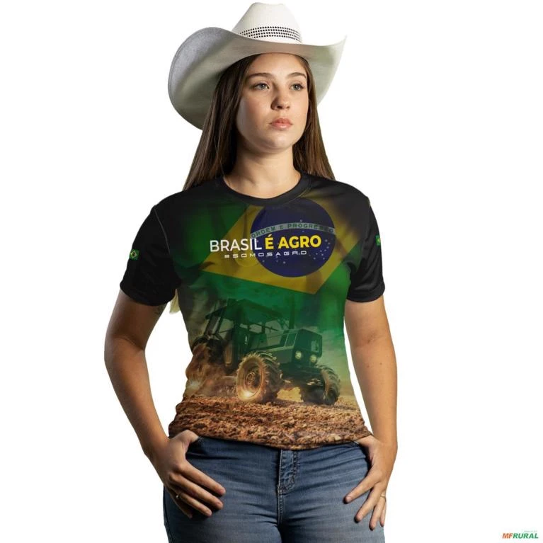 Camiseta Agro BRK Feminina O Agro é Top com UV50 + Envio Imediato -  Gênero: Feminino Tamanho: Baby Look XXG