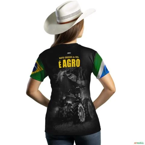 Camiseta Agro BRK Mato Grosso do Sul é Agro com UV50 + -  Gênero: Feminino Tamanho: Baby Look XXG