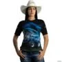 Camiseta Agro Brk O Agro Não Para Azul Proteção Solar UV50+ -  Gênero: Feminino Tamanho: Baby Look PP