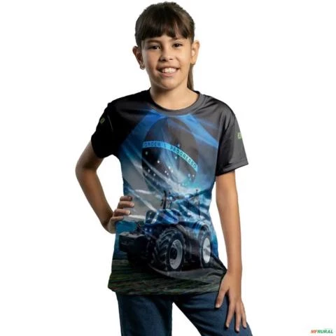 Camiseta Agro Brk O Agro Não Para Azul Proteção Solar UV50+ -  Gênero: Infantil Tamanho: Infantil PP