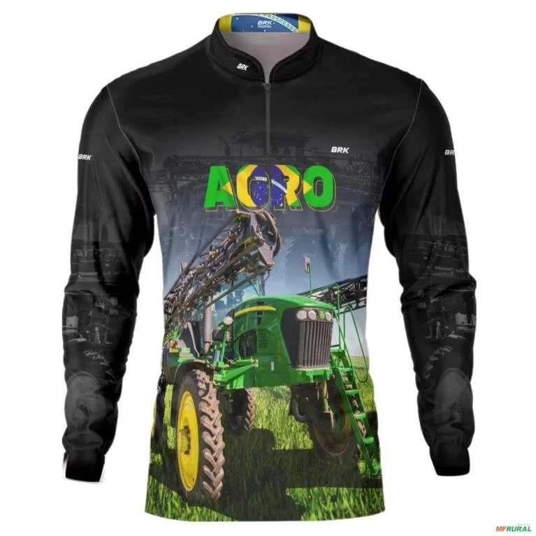 Camisa Agro Brk Preta Agro Pulverizador com UV50+ -  Gênero: Masculino Tamanho: GG