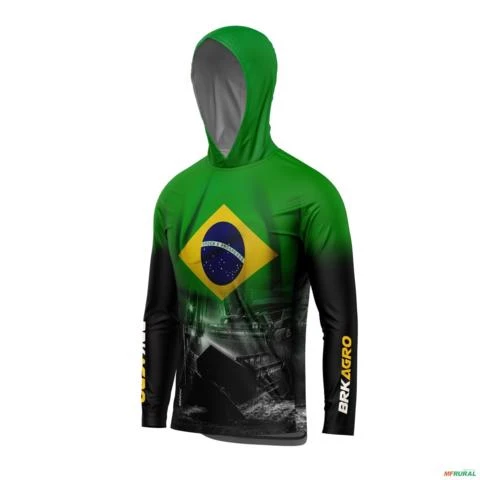 Camisa com Capuz Agro BRK Colheitadeira Brasil com UV50 + -  Gênero: Masculino Tamanho: P