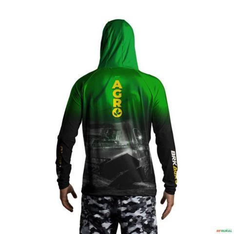 Camisa com Capuz Agro BRK Colheitadeira Brasil com UV50 + -  Gênero: Masculino Tamanho: M