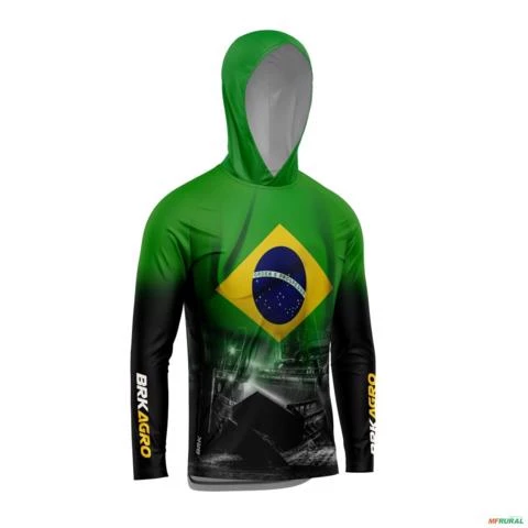 Camisa com Capuz Agro BRK Colheitadeira Brasil com UV50 + -  Gênero: Masculino Tamanho: G
