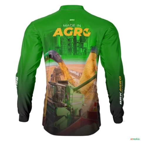 Camisa Agro BRK Verde Made in Agro Cultivo de Soja com UV50 + -  Gênero: Feminino Tamanho: Baby Look P