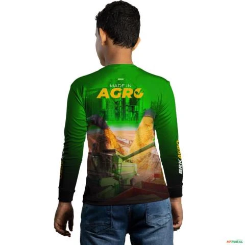 Camisa Agro BRK Verde Made in Agro Cultivo de Soja com UV50 + -  Gênero: Infantil Tamanho: Infantil G
