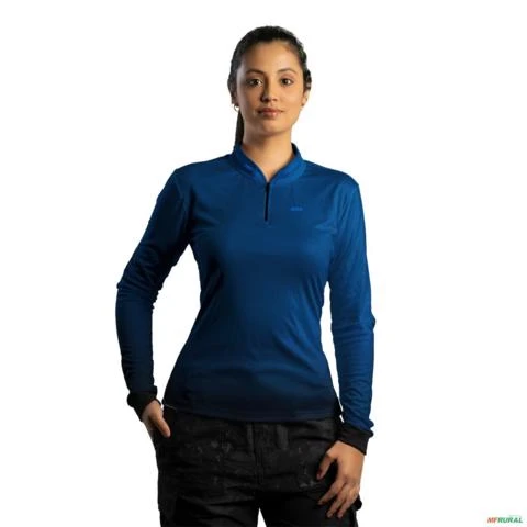 Camisa Casual BRK Unissex Basic Azul Naval com UV50 + -  Gênero: Feminino Tamanho: Baby Look PP
