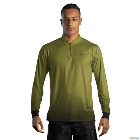 Camisa Casual BRK Unissex Basic Verde Musgo com UV50 + -  Gênero: Masculino Tamanho: PP
