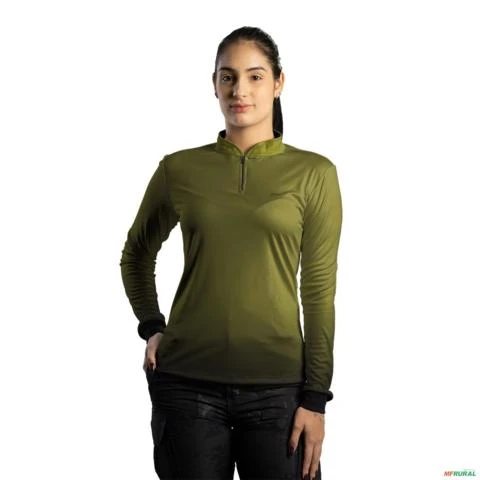 Camisa Casual BRK Unissex Basic Verde Musgo com UV50 + -  Gênero: Feminino Tamanho: Baby Look PP