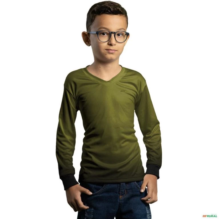 Camisa Casual BRK Unissex Basic Verde Musgo com UV50 + -  Gênero: Infantil Tamanho: Infantil P