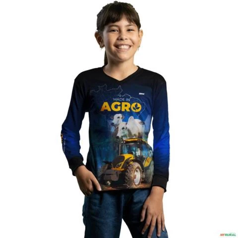 Camisa Agro BRK Made in Agro Pecuária com UV50 + -  Gênero: Infantil Tamanho: Infantil G