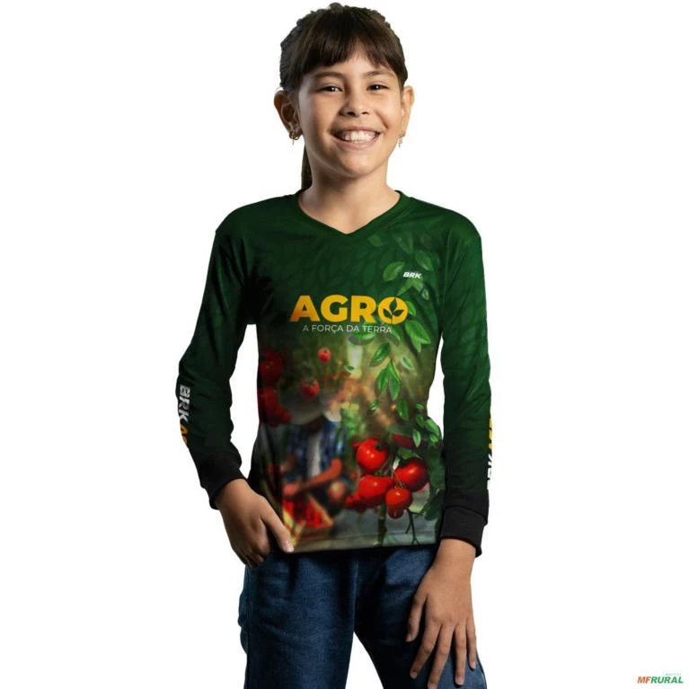 Camisa Agro BRK Produtor de Tomate com UV50 + -  Gênero: Infantil Tamanho: Infantil GG