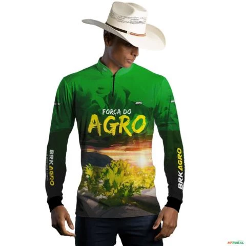 Camisa Agro BRK Força do Agro Hidroponia Alface com  UV50 + -  Gênero: Masculino Tamanho: XG