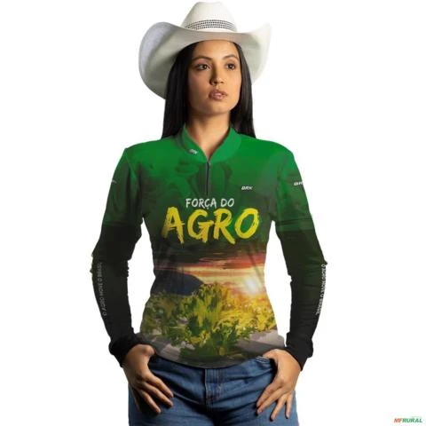 Camisa Agro BRK Força do Agro Hidroponia Alface com  UV50 + -  Gênero: Feminino Tamanho: Baby Look PP