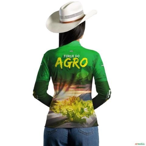 Camisa Agro BRK Força do Agro Hidroponia Alface com  UV50 + -  Gênero: Feminino Tamanho: Baby Look M