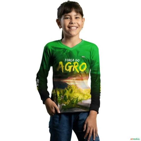 Camisa Agro BRK Força do Agro Hidroponia Alface com  UV50 + -  Gênero: Infantil Tamanho: Infantil XG