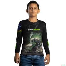 Camisa Agro BRK Preta O Agro Move o Brasil Trator com UV50 + -  Gênero: Infantil Tamanho: Infantil P