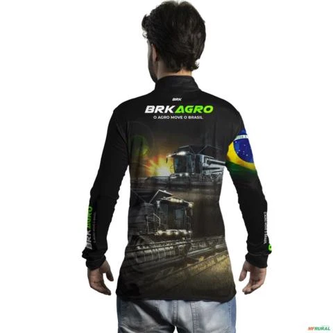 Camisa Agro BRK Preta Colheitadeira com UV50 + -  Gênero: Masculino Tamanho: G
