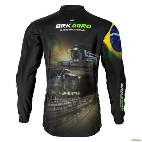 Camisa Agro BRK Preta Colheitadeira com UV50 + -  Gênero: Masculino Tamanho: XXG