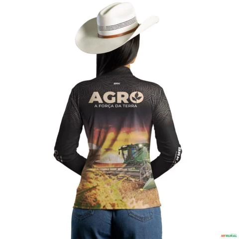 Camisa Agro BRK Plantação de Arroz com UV50 + -  Gênero: Feminino Tamanho: Baby Look GG