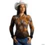 Camisa Country BRK Feminina Estampa de Onça 2.0 com UV50 + -  Gênero: Feminino Tamanho: Baby Look G