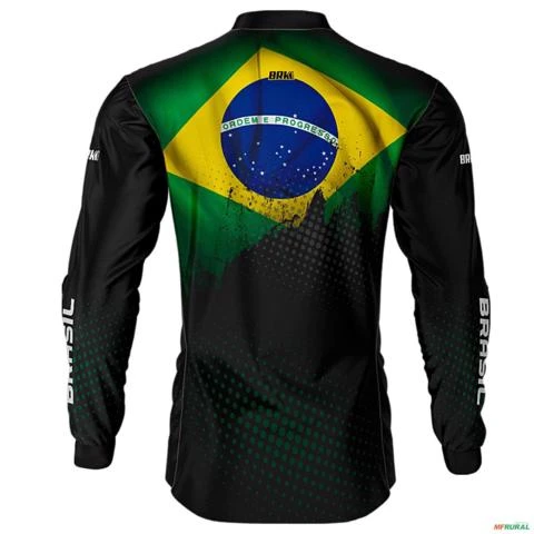 Camisa Agro BRK Bandeira Brasil com UV50 + -  Gênero: Masculino Tamanho: P