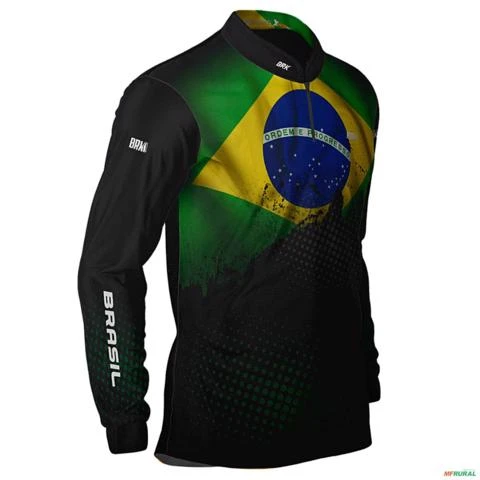 Camisa Agro BRK Bandeira Brasil com UV50 + -  Gênero: Feminino Tamanho: Baby Look GG