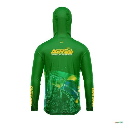 Camisa com Capuz Agro BRK Verde Clean Trator com UV50 + -  Gênero: Masculino Tamanho: P