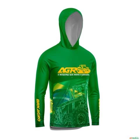 Camisa com Capuz Agro BRK Verde Clean Trator com UV50 + -  Gênero: Masculino Tamanho: P