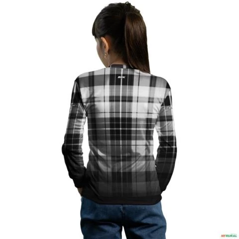 Camisa Country BRK Feminina Xadrez Preto e Branco com UV50 + -  Gênero: Infantil Tamanho: Infantil XXG