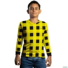 Camisa Agro BRK Amarela Xadrez Lenhador com UV50 + -  Gênero: Infantil Tamanho: Infantil M