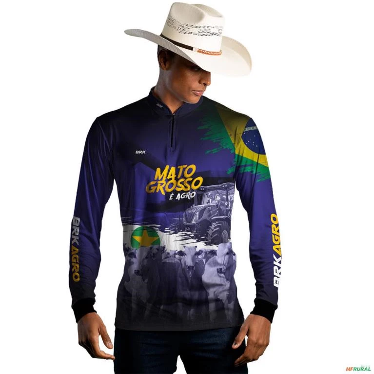 Camisa Agro BRK Agro é Mato Grosso com UV50 + -  Gênero: Masculino Tamanho: M