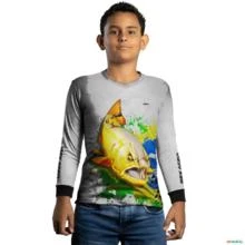 Camisa Agro BRK Branca Dourado com UV50 + -  Gênero: Infantil Tamanho: Infantil XG