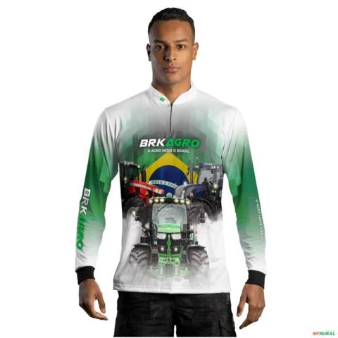 Camisa Agro BRK Branca Tratores com UV50 + -  Gênero: Masculino Tamanho: M