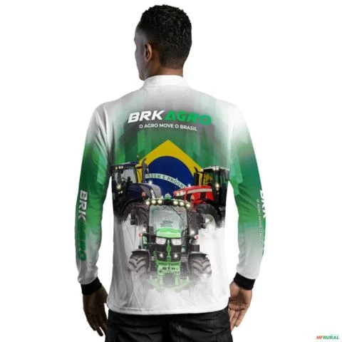 Camisa Agro BRK Branca Tratores com UV50 + -  Gênero: Masculino Tamanho: M