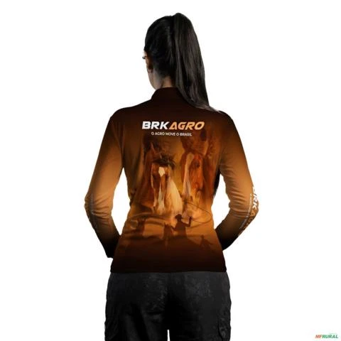 Camisa Agro BRK Cavalos com UV50 + -  Gênero: Feminino Tamanho: Baby Look GG