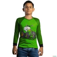 Camisa Agro BRK Infantil de Trator Verde com UV50 + -  Modelo: Infantil Tamanho: 8 a 9 Anos - GG