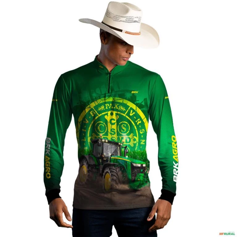 Camisa Agro Brk Trator São Bento Verde com UV50+ -  Gênero: Masculino Tamanho: G