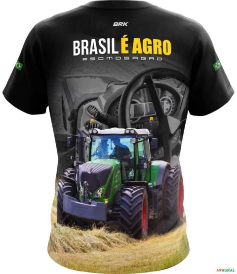 Camiseta Agro BRK Preta Respeita o Agro com UV50  - Tamanho: PP