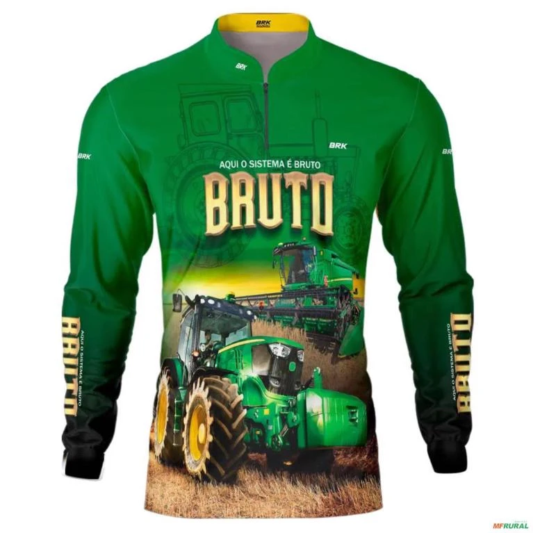 Camisa Agro BRK Sistema Bruto Trator Verde com UV50  - Tamanho: GG