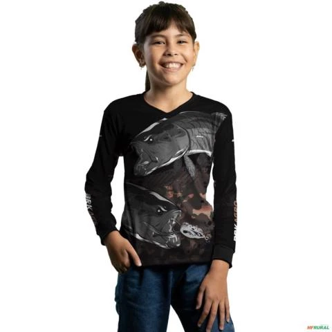 Camisa Agro BRK Preta Traíra com UV50 + -  Gênero: Infantil Tamanho: Infantil XXG