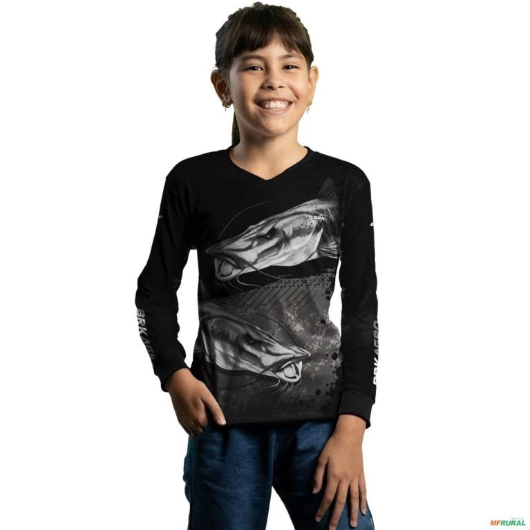 Camisa Agro BRK Preta Pintado com UV50 + -  Gênero: Infantil Tamanho: Infantil XG
