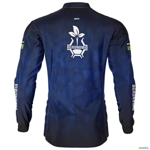 Camisa Agro BRK  Azul Símbolo Agronomia com Proteção Solar Uv 50 - Tamanho: P