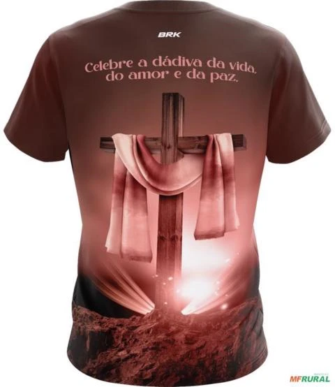 Camiseta Cristã Brk Ele Vive com Proteção Solar UV 50- Tamanho: M