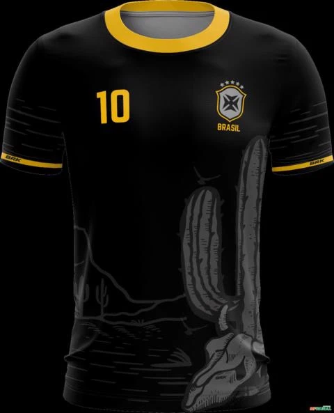 Camiseta Copa do Mundo Preta Deserto com UV50 - Tamanho: G