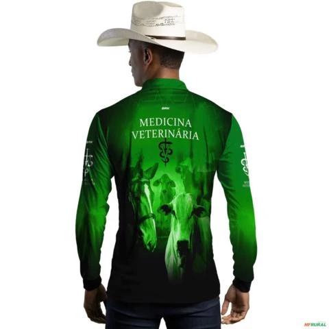Camisa Agro BRK Medicina Veterinária Verde com UV50  - Tamanho: G